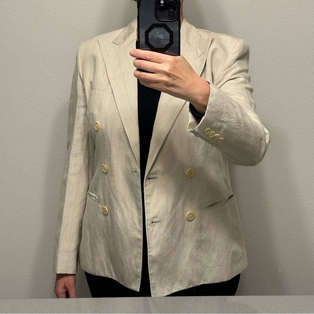 Lauren Ralph Lauren green label Double-Breasted Cream Blazer size 4 - Picture 14 of 15